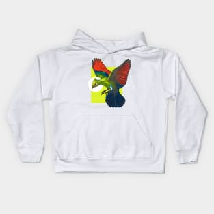 green bird flying Kids Hoodie